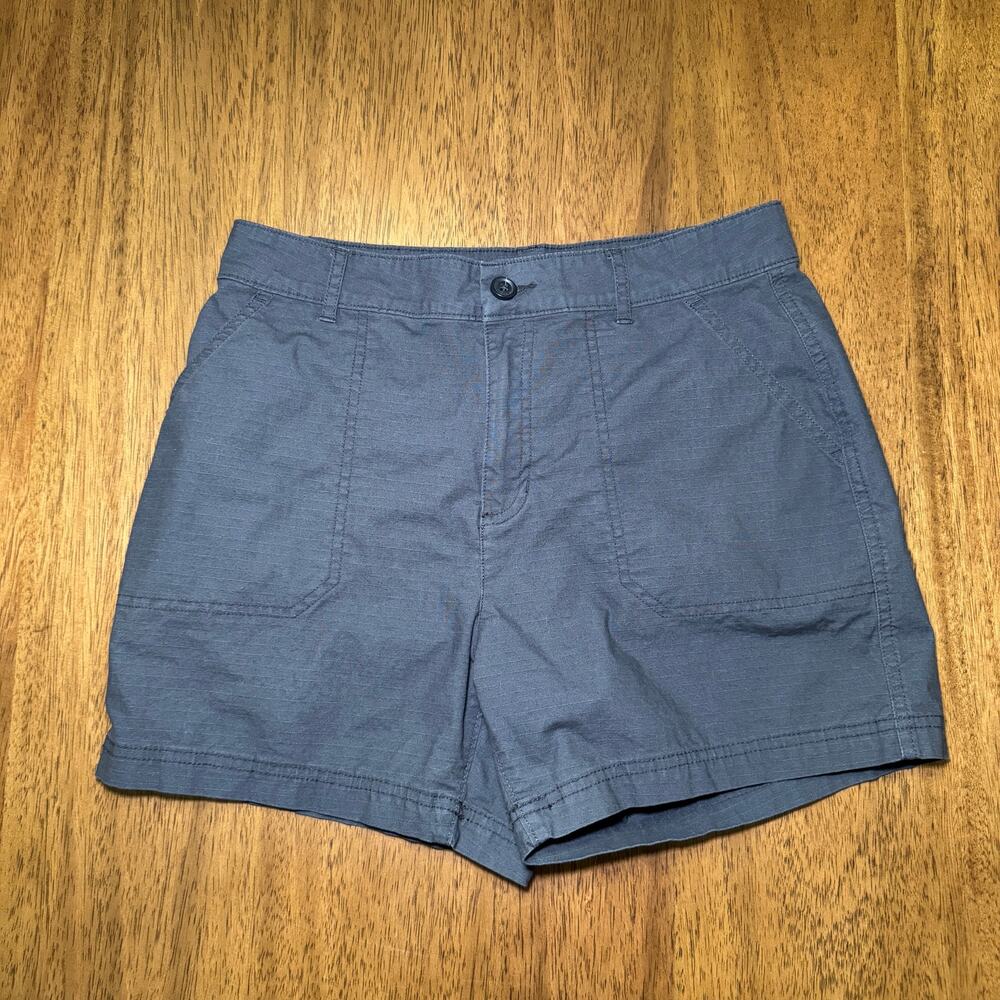Eddie Bauer Womens Ripstop Shorts Size 8 Gray 5" Inseam Stretch Hiking Utility